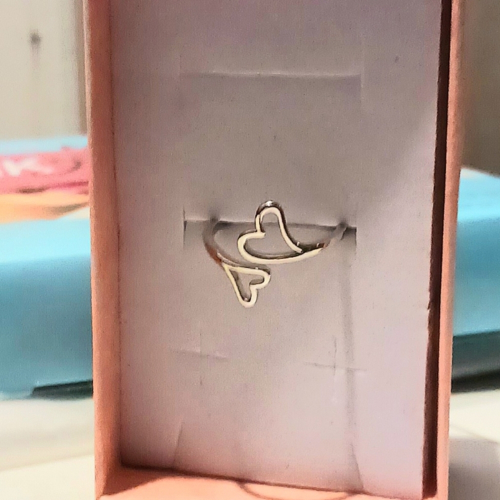 Silver Heart Ring - ANY SIZE AS ADJUSTABLE